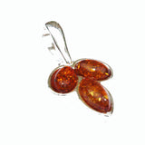 Baltic Amber Silver Pendant - Leaf