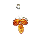 Baltic Amber Silver Pendant - Leaf