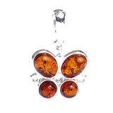 Honey or Green Baltic Amber Pendant - Butterflies