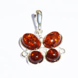 Honey or Green Baltic Amber Pendant - Butterflies