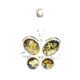 Honey or Green Baltic Amber Pendant - Butterflies