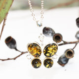 Honey or Green Baltic Amber Pendant - Butterflies