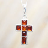 Baltic Amber Silver Pendant Cross