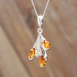 Honey Baltic Amber Pendant, 925 sterling silver