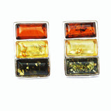 Multicolour Amber Silver Studs