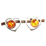 Baltic Amber Silver Studs - Hearts