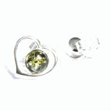 Baltic Amber Silver Studs - Hearts