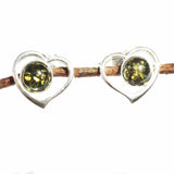 Baltic Amber Silver Studs - Hearts