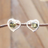 Baltic Amber Silver Studs - Hearts