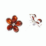 Baltic Amber Silver Studs - Flowers