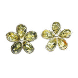 Baltic Amber Silver Studs - Flowers