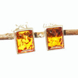 Baltic Amber Rectangular Studs