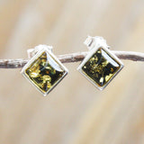 Baltic Amber Studs - Squares