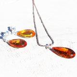 Romantic Baltic Amber Pendant - Drop
