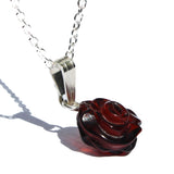 Romantic Baltic Amber Rose Pendant-Charm