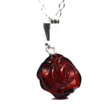 Romantic Baltic Amber Rose Pendant-Charm