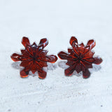 Creatively Hand-carved Baltic Amber Studs - Snowflakes