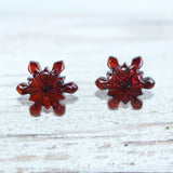 Creatively Hand-carved Baltic Amber Studs - Snowflakes