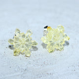 Creatively Hand-carved Baltic Amber Studs - Snowflakes