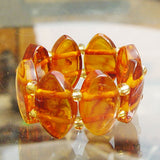 Baltic Amber Stretch Ring - Marquise