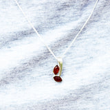 Baltic Amber Pendant - Double Leaf