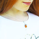 Honey Baltic Amber Silver Pendant - LITTLE MOUSE, 925 sterling silver