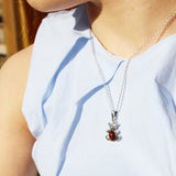 Baltic Honey Amber Silver Pendant - Teddy Bear, 925 sterling silver