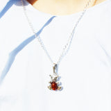 Baltic Honey Amber Silver Pendant - Teddy Bear, 925 sterling silver