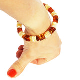 Beautiful Pattern Bracelets With Amber Disc Beads