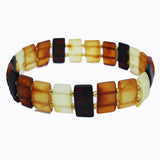 Classic Rectangular Unpolished Baltic Amber Stretch Bracelet