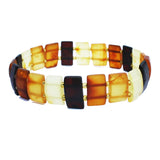 Classic Rectangular Unpolished Baltic Amber Stretch Bracelet