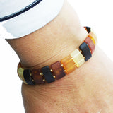 Classic Rectangular Unpolished Baltic Amber Stretch Bracelet
