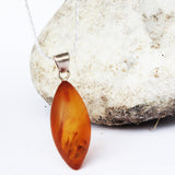 Unpolished Baltic Amber Pendant 'LEAF'