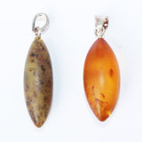 Unpolished Baltic Amber Pendant 'LEAF'