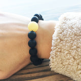 Unpolished Black Cherry & Unpolished Butterscotch Bead Bracelet