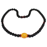 Unpolished black cherry and unpolished butterscotch amber bead Necklace.