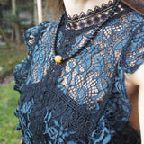 Unpolished black cherry and unpolished butterscotch amber bead Necklace.