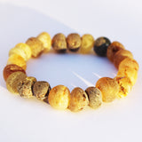 Unpolished Baltic Amber Bracelet Autumn Colours